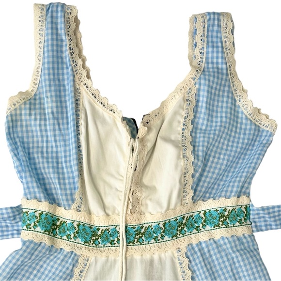 Vintage Prairie Maxi Dress Blue White Gingham Size Small - Picture 7 of 16